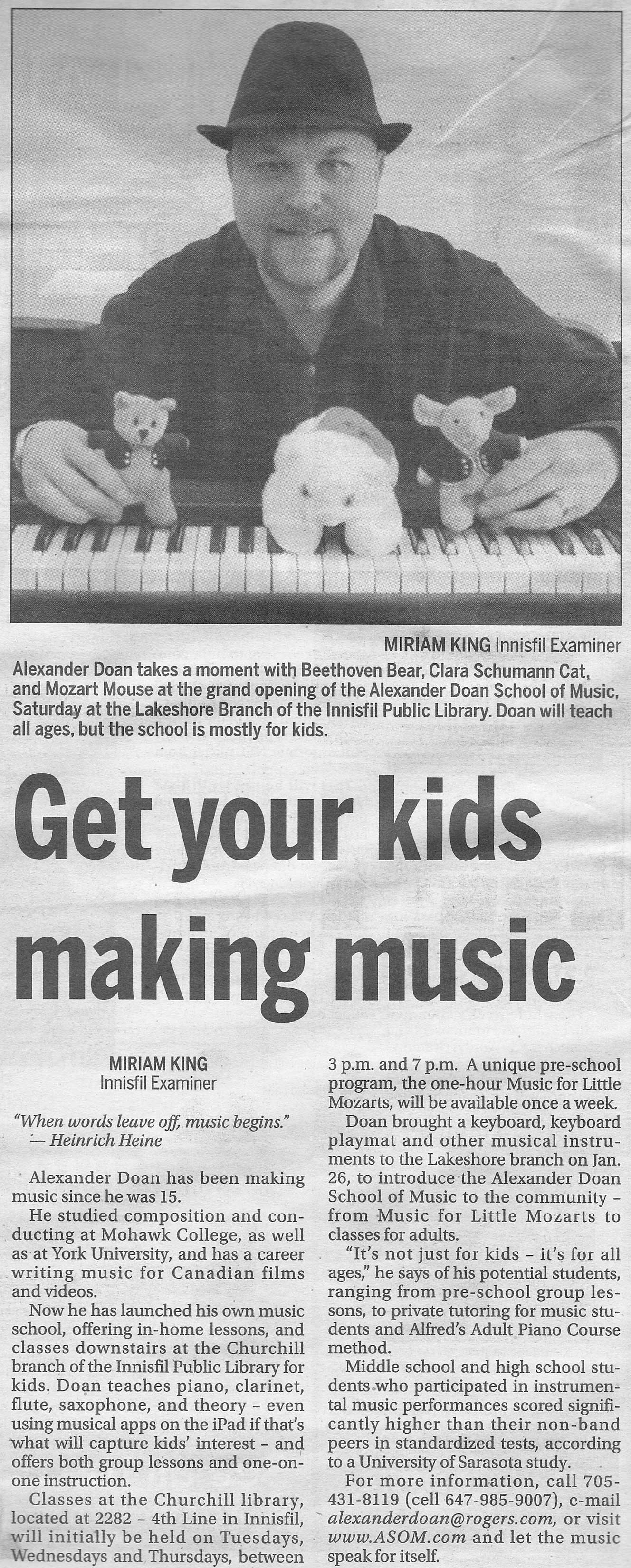 Innisfil Examiner 2013 Article Image