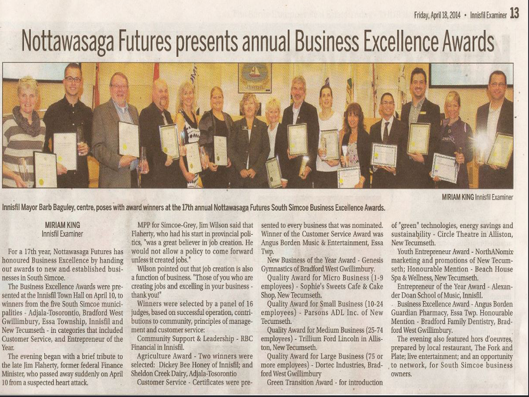 Award Innisfil Examiner 2014 Thumbnail